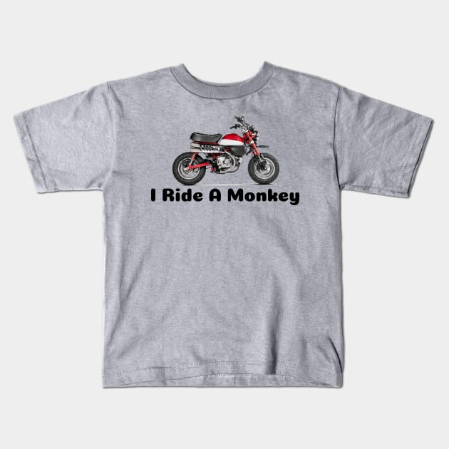 I Ride a Monkey - Monkey Motorcycle Shirt Kids T-Shirt by TripleTreeAdv